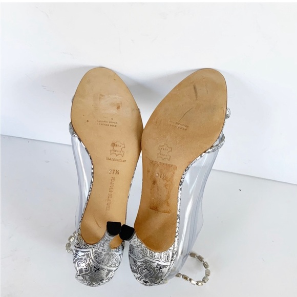 Manolo Blahnik slingback sandals, embossed crystal ankle strap, 7.5 US / 37.5 EU - Picture 13 of 16
